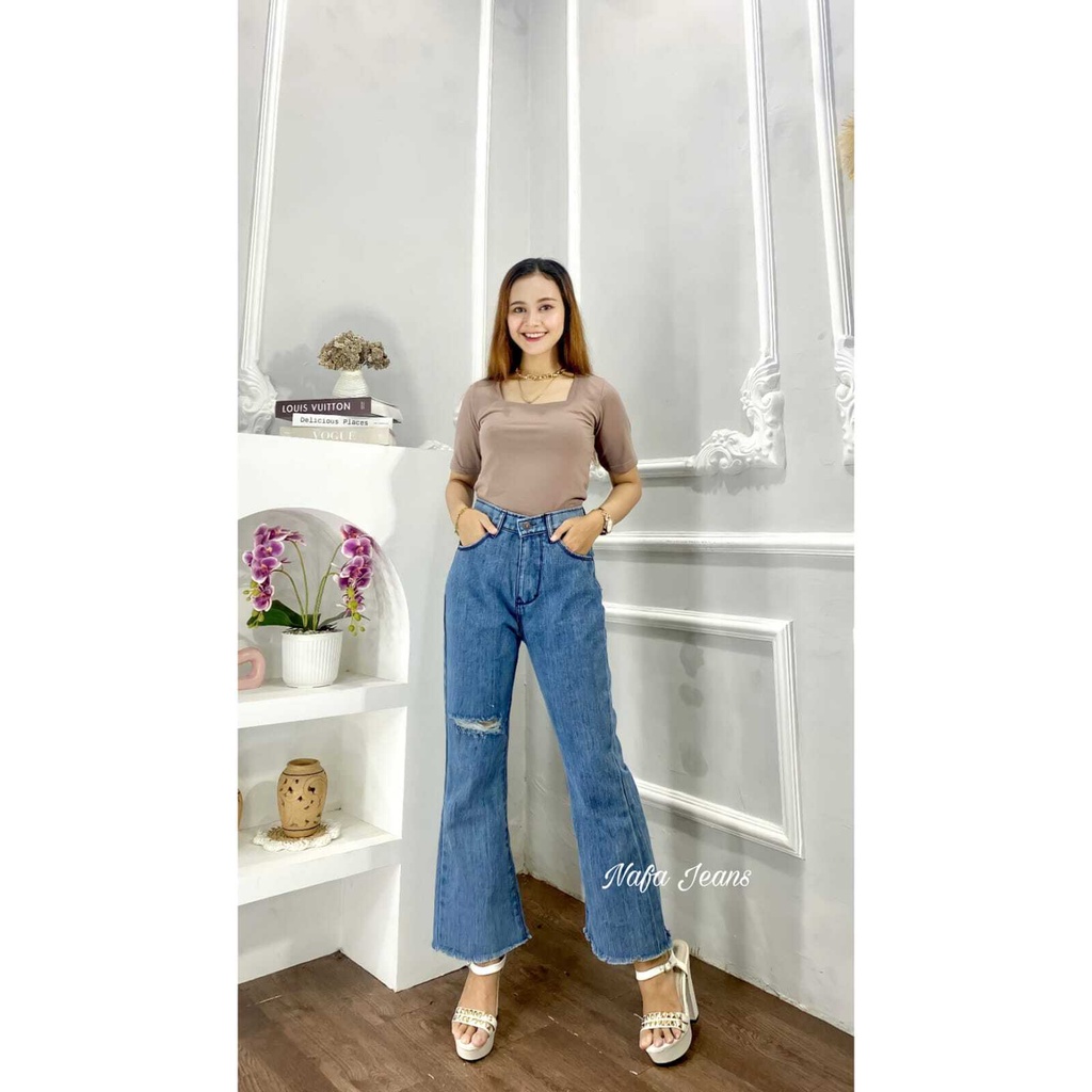 CELANA JEANS CUTBRAY HIGHWAIST KEKINIAN CUTBRAY JEANS SOBEK RIMA