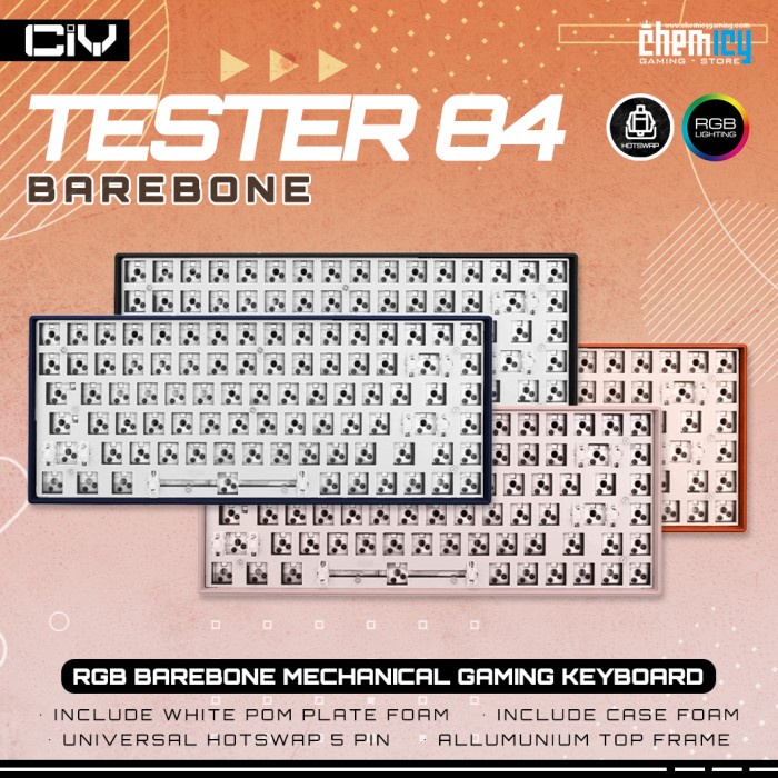 Best Seller Ciy Tester84 / Tester-84 Gasket Mount Barebone Rgb Mechanical Keyboard
