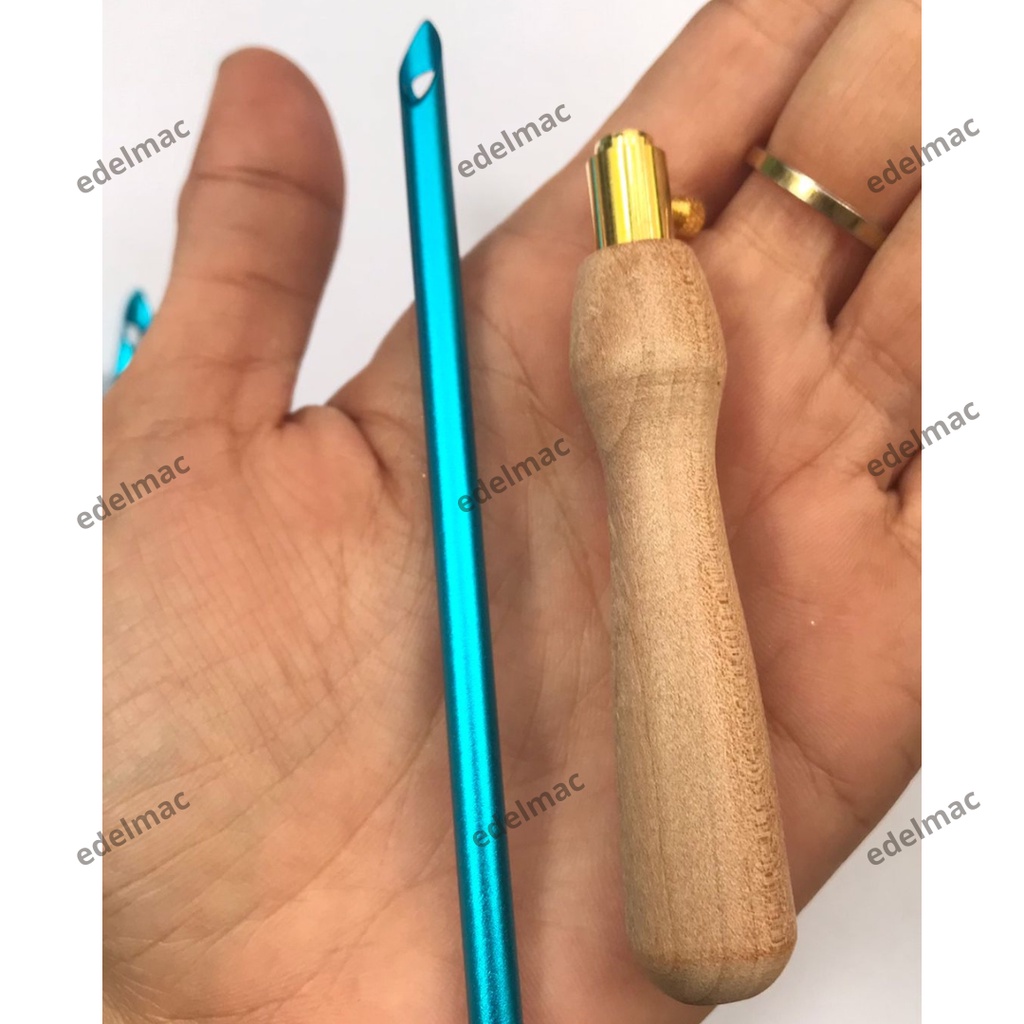 Jarum Sulam Punch Needle Embroidery Gagang Kayu Handicraft Tool Knitting Poking Cross Stitch Pen DIY