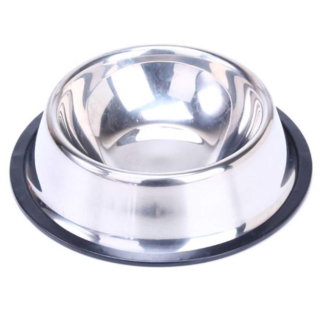 Tempat Makan Kucing Anjing Anti Slip Pet Bowl 22 cm - WHS201 - Silver