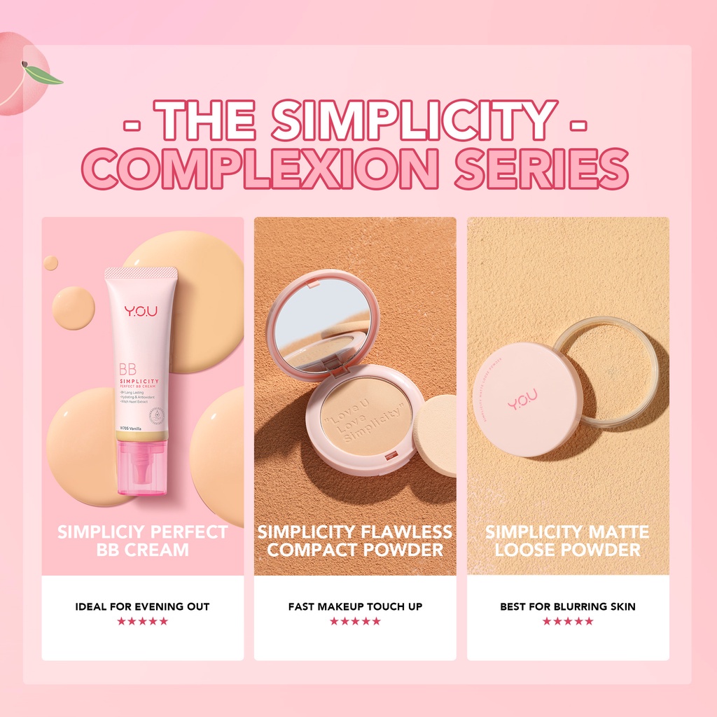 [BPOM] [NEW] YOU Simplicity Flawless Compact Powder | Bedak Padat | Natural Makeup Tahan Lama | Sebum Control | Powder