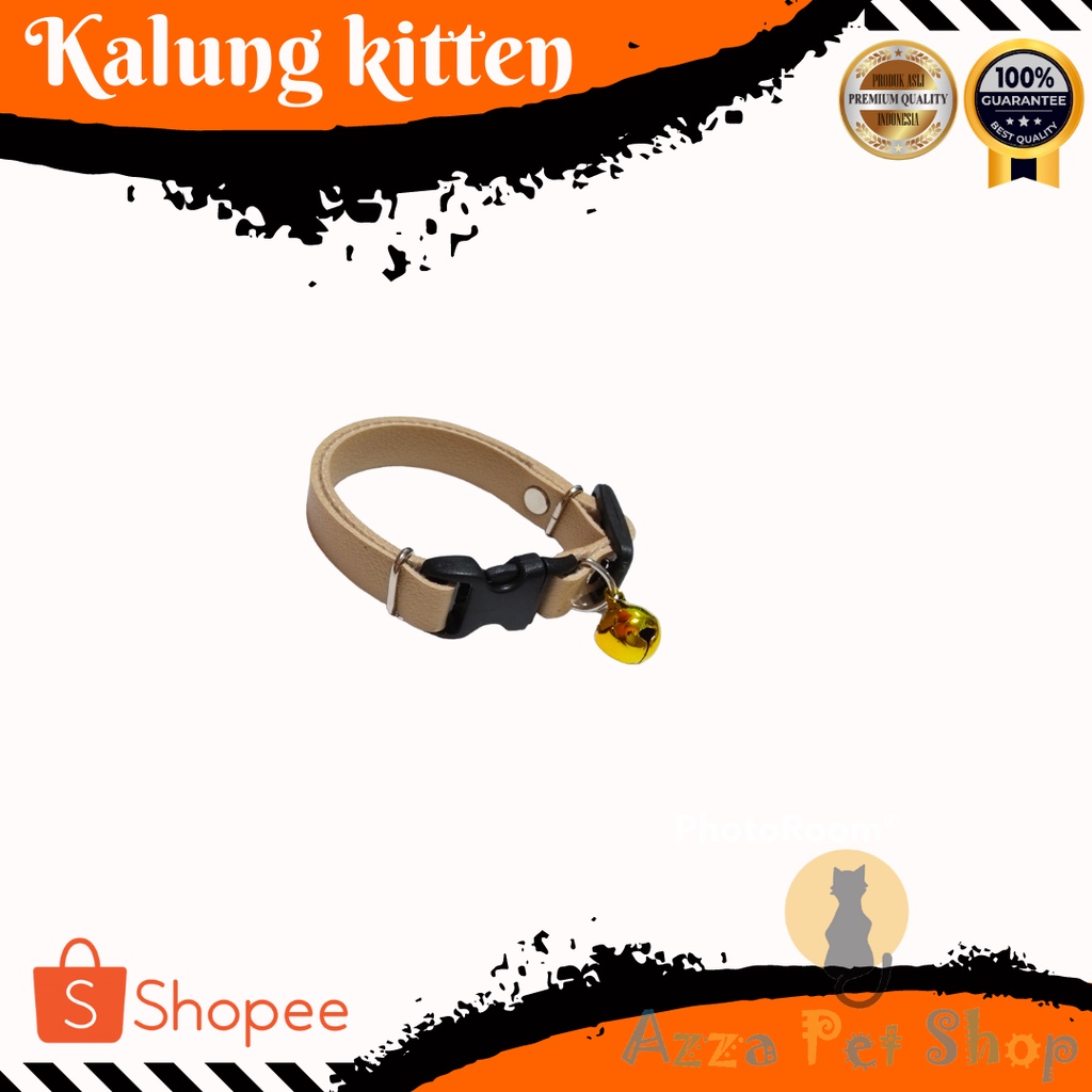 Kalung kucing kulit sintetis lonceng warna untuk kitten / aksesoris leher kucing kitten