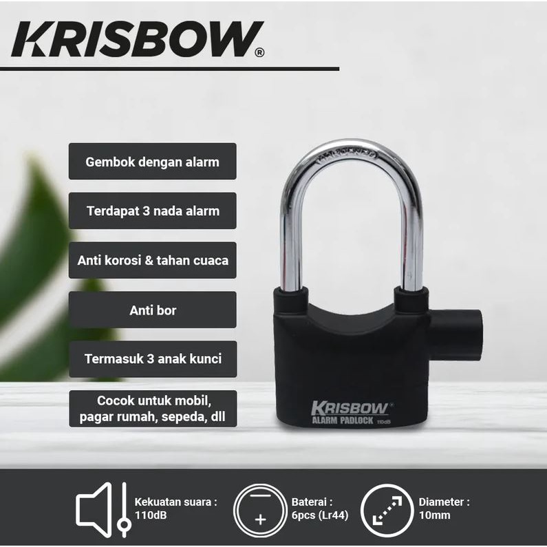 Krisbow Kunci Gembok Sensor Alarm Padlock Heavyduty Anti Maling