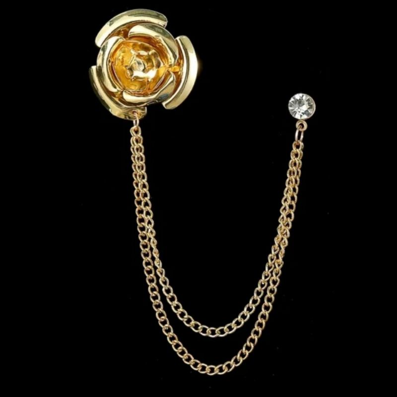 Lapel pin/bros untuk jas - mawar emas