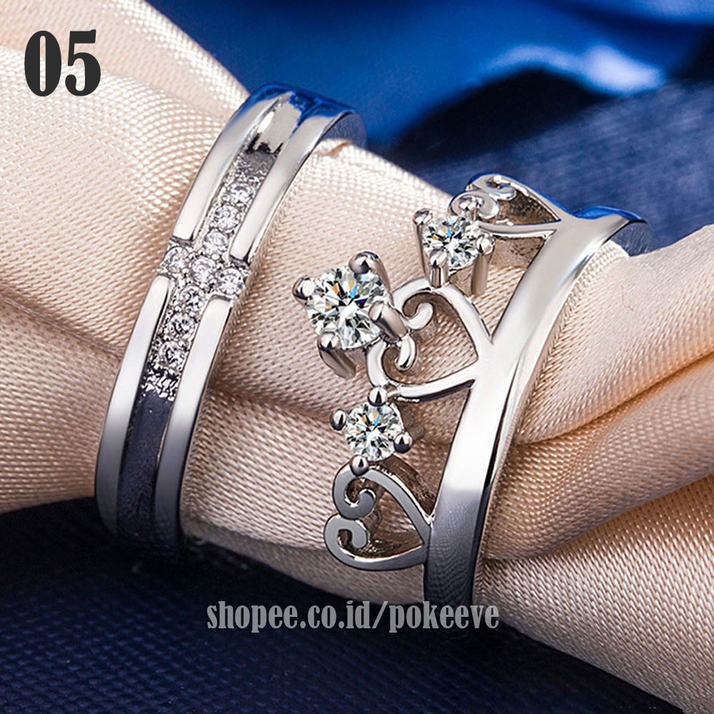 Cincin Couple Buat Tunangan/ Pasangan/ Kawin Pria/ Wanita Bahan Perak 925 Sterling Silver