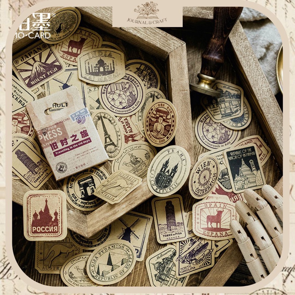 

46pcs Stiker Sticker Vintage dekorasi journal scrapbook bujo notebook diari retro sticker