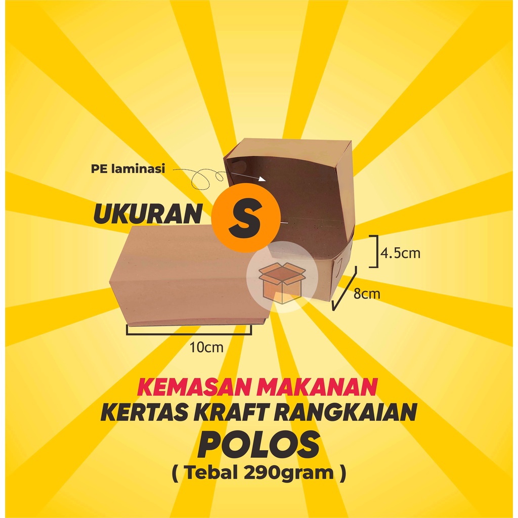 Brown Paper Craft Lunch Box Size S - Lunch Box Coklat Kraft Ukuran S