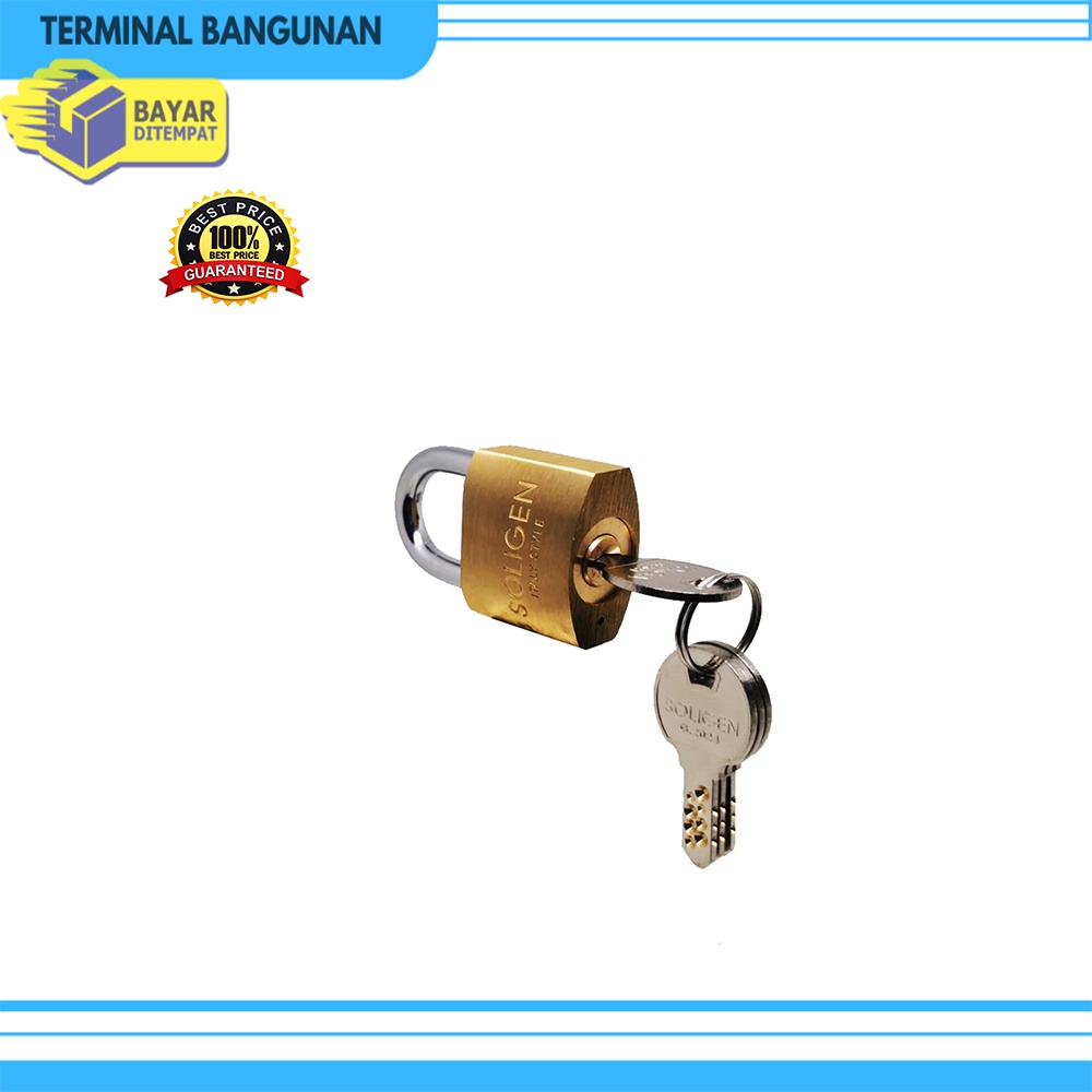 Gembok Master Key SOLIGEN 3 pcs Kuningan 40 50 60 mm Komputer Padlock