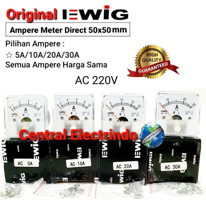 Ampere Meter Analog EWIG 50x50 5A~30A.