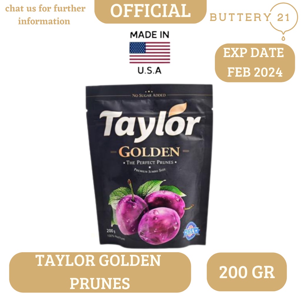 

TAYLOR GOLDEN PRUNES 200 GR PREMIUM JUMBO SIZE USA CALIFORNIA