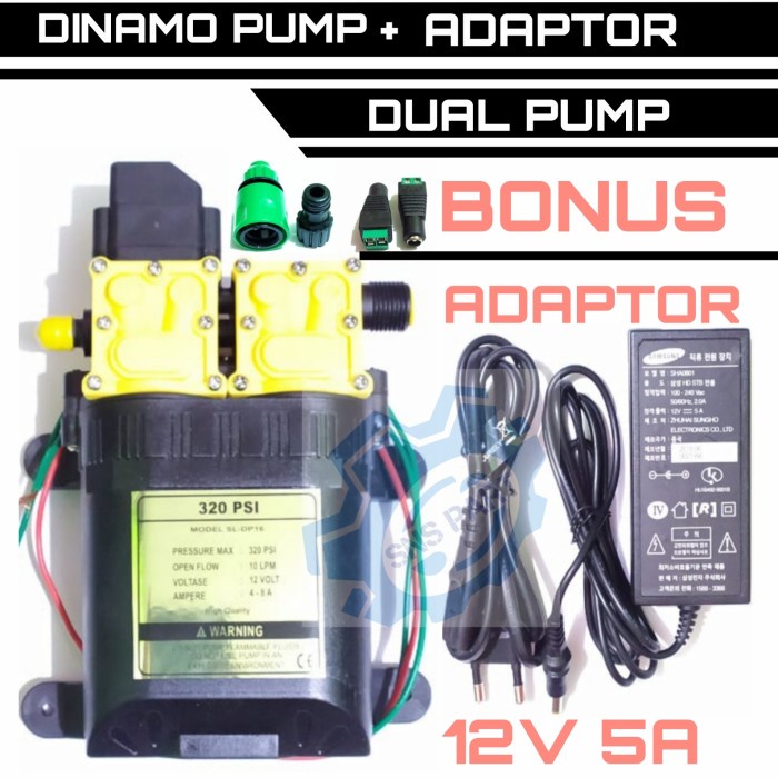 MESIN POMPA DC 12V 320 PSI + ADAPTOR MESIN POMPA DC AUTO CUT OF