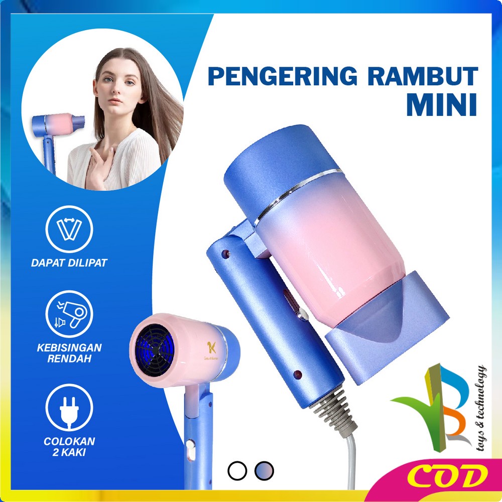 RB-K130 Hair Dryer Pengering Rambut Lipat Dengan Suhu Bisa Diatur Multifungsi / Pengering Rambut Mini / Penata Rambut Salon Kecantikan