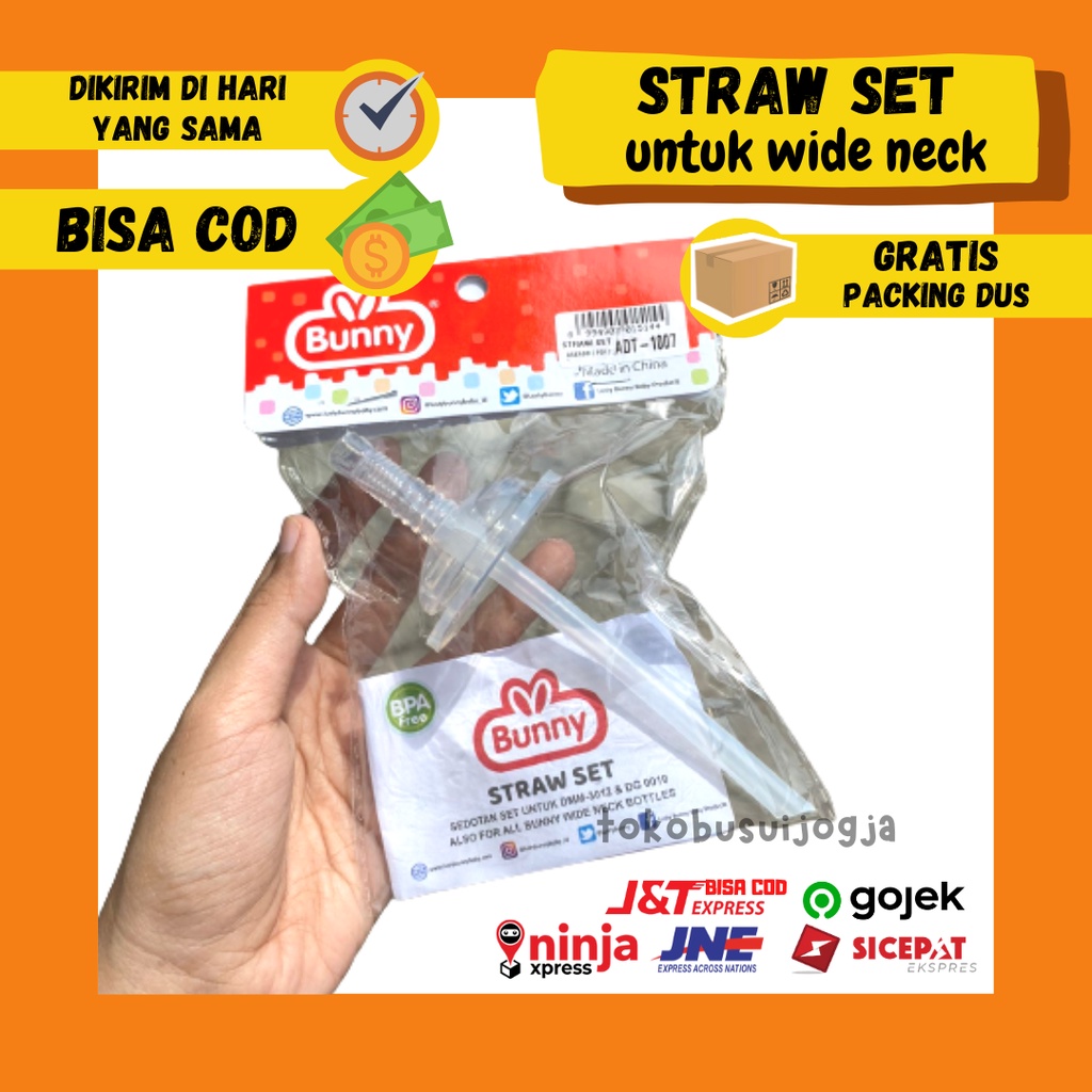 Straw Set Sedotan Lusty Bunny Untuk Botol Susu Bayi Anak Pigeon Avent Classic Baby Safe Babysafe Wideneck Wide Neck