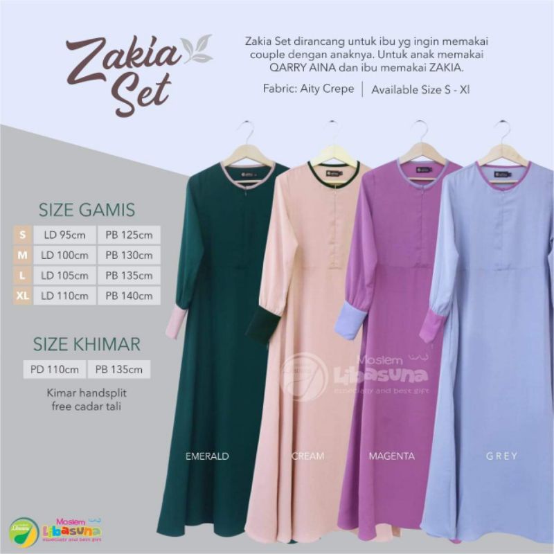 Zakia Set by Moslem Libasuna - Set Zakia by Moslem Libasuna - Gamis Moslem Libasuna - Set Gamis Komb