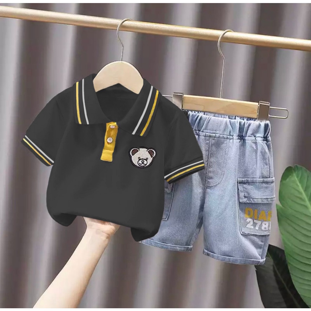 PROMO-SETELAN ANAK LAKI LAKI BAJU ANAK 1-5 TAHUN BAJU ANAK LAKI LAKI SETELAN DENIM JEANS ANAK SETELAN POLO DIARI