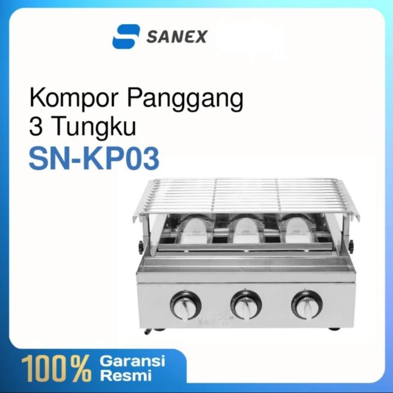 Sanex Kompor Gas Panggang 3 Tungku / Gas Stove Grill + BBQ SN-KP03