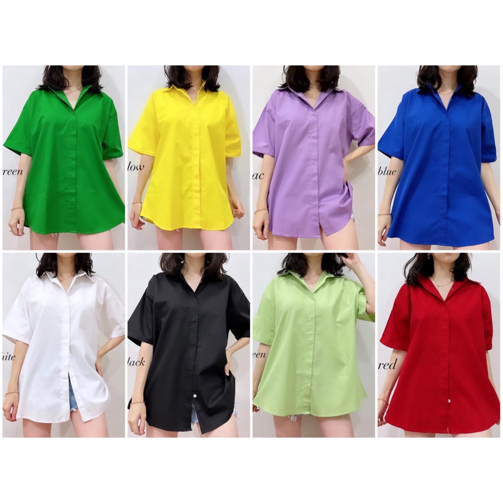 SJM KEMEJA OVERSIZED LENGAN PENDEK WANITA 061