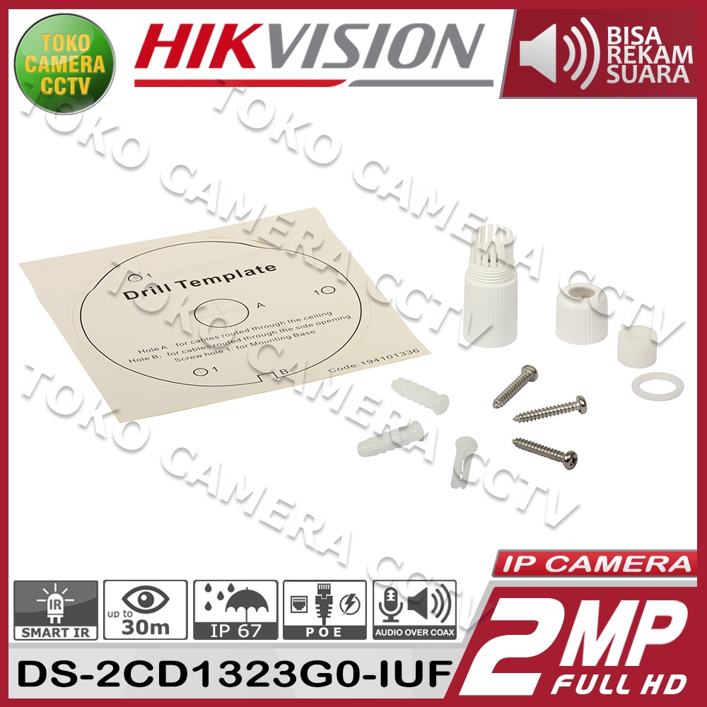 IP CAMERA 2MP HIKVISION DS-2CD1323G0-IUF BUILD IN MIC AUDIO