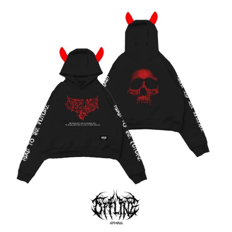 Hoodie Crop tanduk offline original - hodie Oversize devil