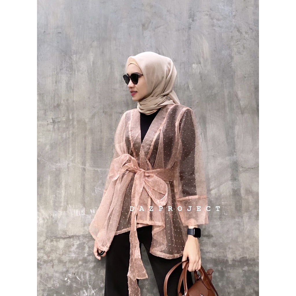 Outer organza dot outer Lebaran outer kondangan Free Belt by dazproject