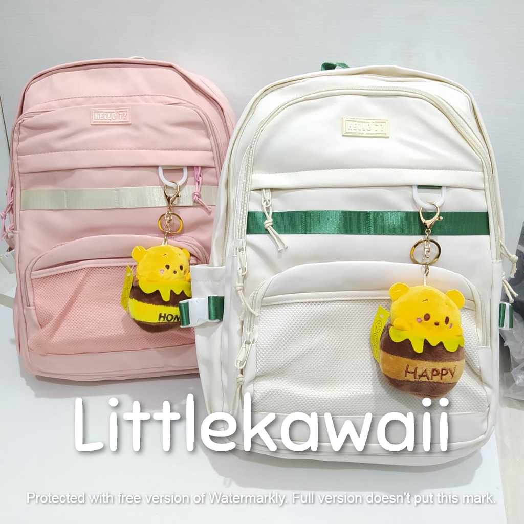 LK/Tas Ransel Laptop Backpack Fashion Anak Remaja Dewasa Kantong Jaring Gesper Hello77 Import