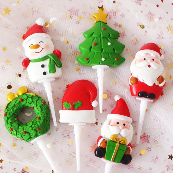 Hiasan Kue Natal PREMIUM Santa Snowman Cake Topper Christmas Pohon Natal Xmas Decoration Christmas Tree Wreath Mistletoe Pudding Cupcake Hiasan Pita Babymaniashop