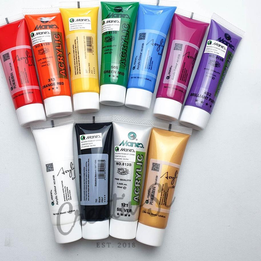 

✨BIG SALE✨ Maries Acrylic 30 ml Paint Acrylic Set Cat Akrilik Warna Dasar gas !!