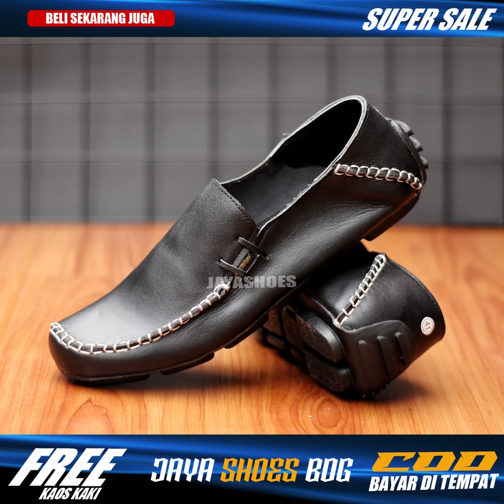 Sepatu Casual Slip On Pria Kulit Asli Kasual Selop Kerja Kuliah Ori Boat Footwear