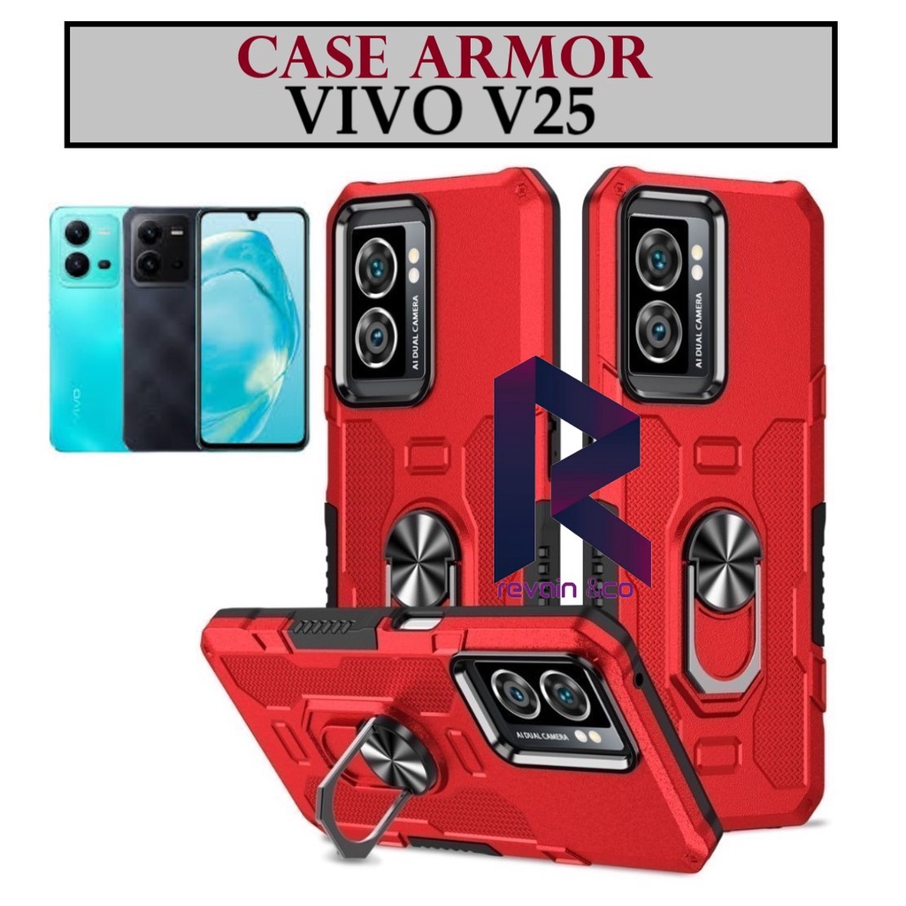 Case Armor VIVO V25 Iring Cincin Magnetic Kesing Hp Protect kamera Premium Hard Case Standing Robot Pelindung Kamera