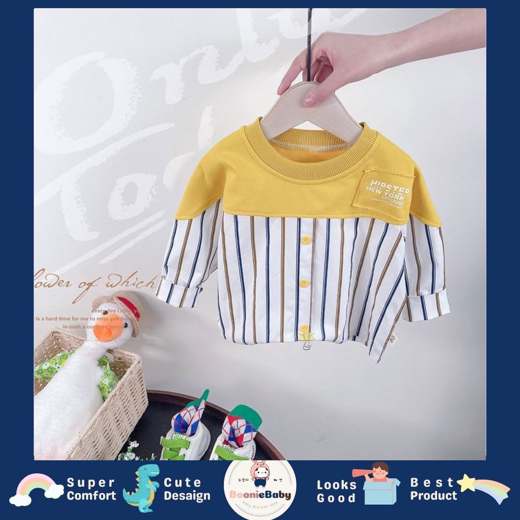 boonie - ATASAN HIPSTER EBV Kemeja Bayi anak Laki-laki import Lengan panjang Berkualitas
