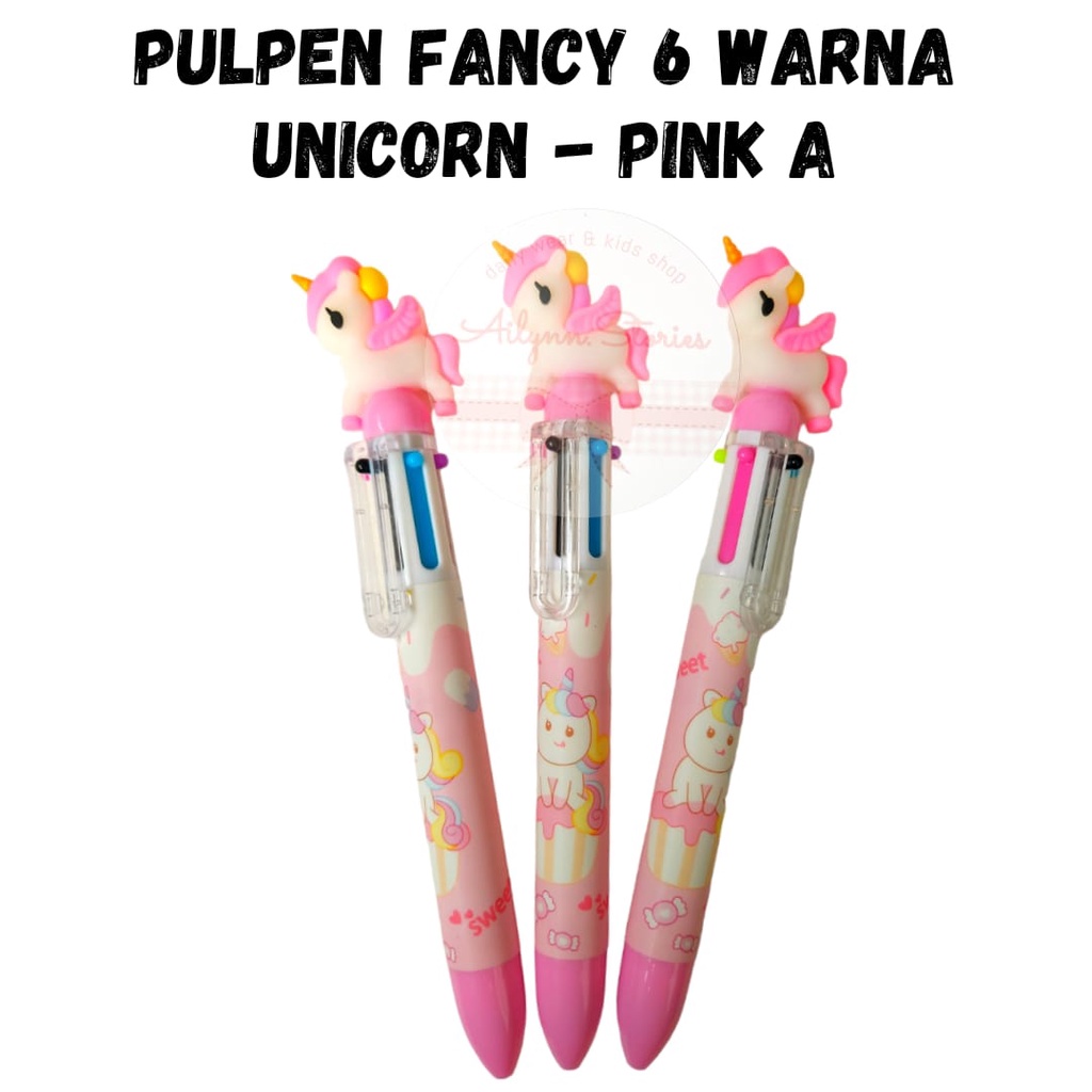 Pulpen Fancy Cetek 6 warna unicorn