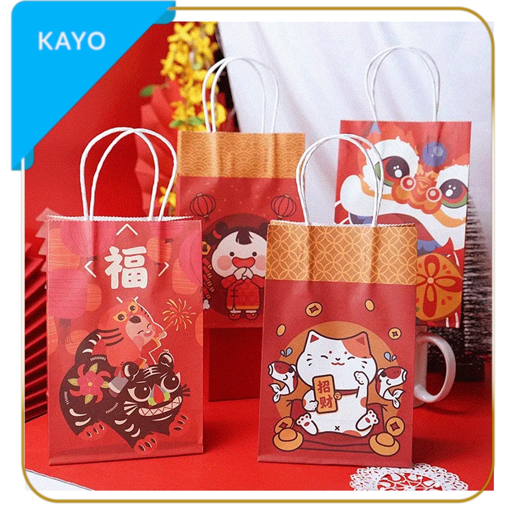 

paper bag M goodie bag tas hadiah kantong motif chinese new year edisi tahun baru imlek