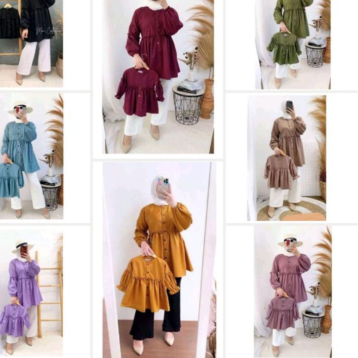 ✨Mall✨ Fanny Couple Kids Dan Mom / Tunik Ibu Dan Anak / Baju Tunik Ibu Dan Anak Perempuan / Gamis Co
