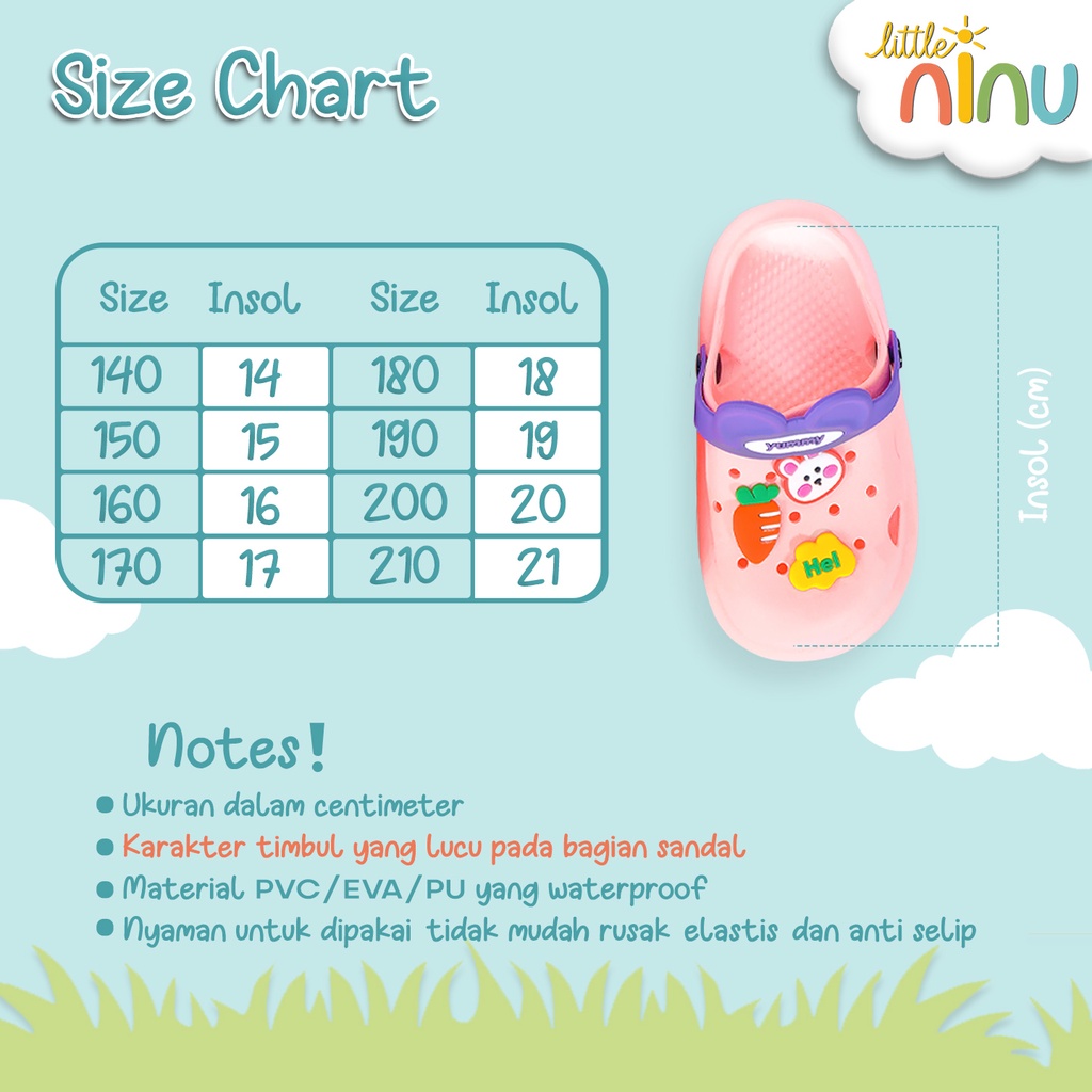 LITTLE NINU Slipper Sandal Jelly Anak Karakter Bunny 0004