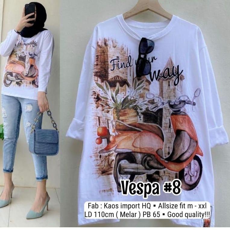 TERLARIS SS Atasan kaos Vespa wanita/kaos import premium atasan wanita Vespa/Kaos Vespa bahan adem