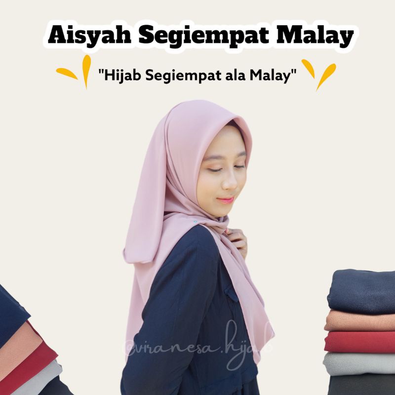 Hijab Segiempat Malay Jilbab Aisyah Ala Malaysia Khimar Bahan Ceruti Babydoll Premium Kerudung 1 Lay