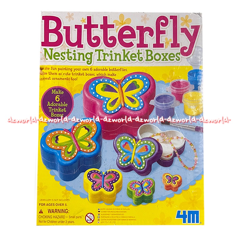 4M Butterfly Nesting Trinket Boxes Menghias Perhiasan kupu-kupu manis lengkap dengan aksesorisnya