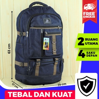 PROMO SERBA 77.999 Tas Camping Gunung Ransel Baju Jumbo Gendong Tas Hitam Outdoor Distro Denim Mendaki Canvas Distro Bahan Tebal Tas Gunung 50 Liter Termurah COD