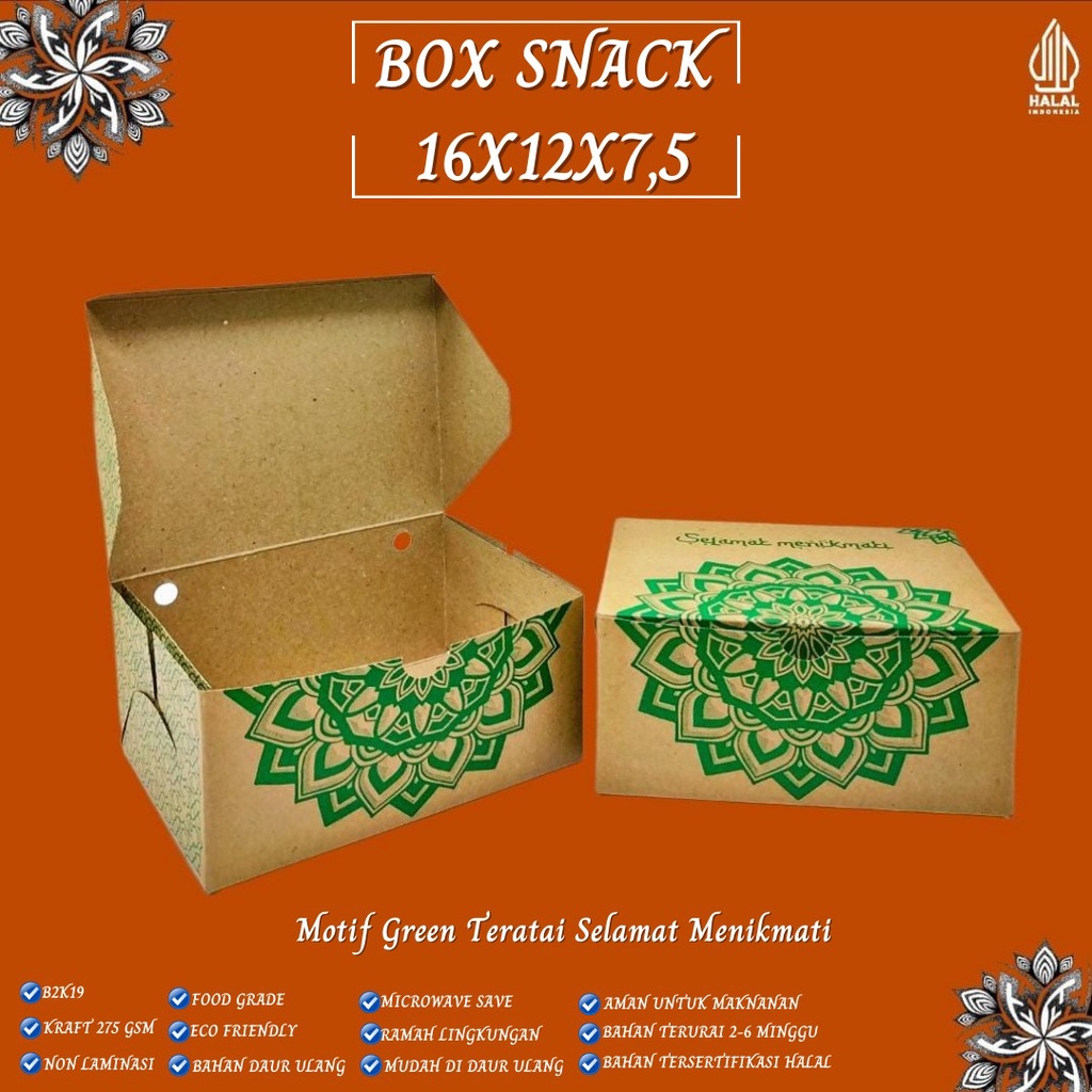 Snack Box 16x12 Dus Snack Motif Teratai (B2K19-16X12X7.5 Cm)