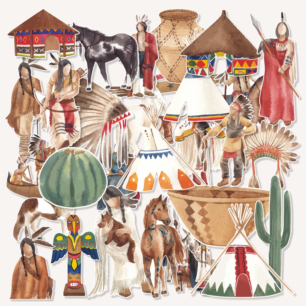 

(20 pcs) murah cetak stiker satuan tema AMERICAN INDIAN/bisa cutting/random stiker