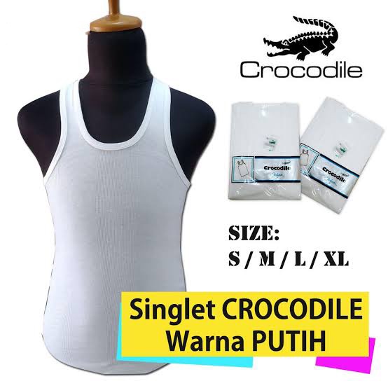 1 Pcs Kaos Dalam Crocodile 801 - Singlet / Pakaian Dalam Pria - Bahan Salur Warna Putih