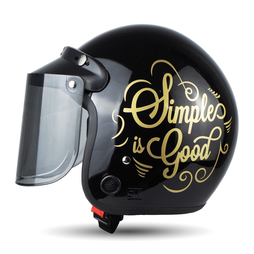 Helm Bogo Dewasa  Retro SNI Kaca Datar