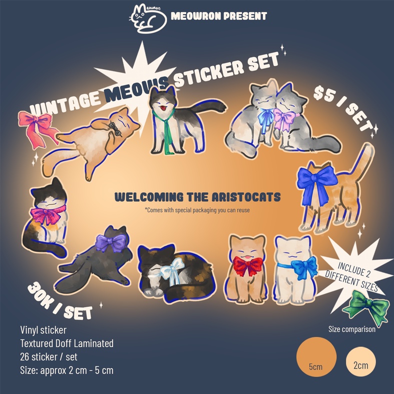 

Meowron's Bunch of Meows Assorted sticker set: Vintage Edition