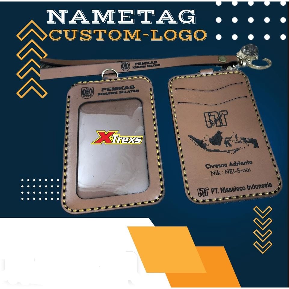 

CARD HOLDER KULIT CUSTOM NAMA & INTANSI/PERUSAHAAN / NAME TAG LANYARD