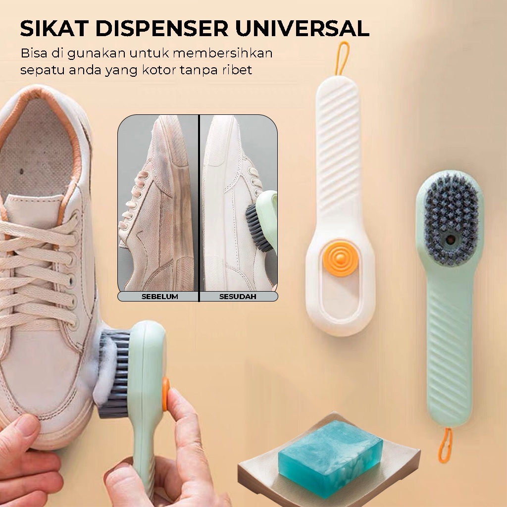 Sikat Dispenser Sabun Cair Multifungsi Untuk Menyikat Sepatu Kebutuhan Lainnya Dengan Tombol Pencet Brush