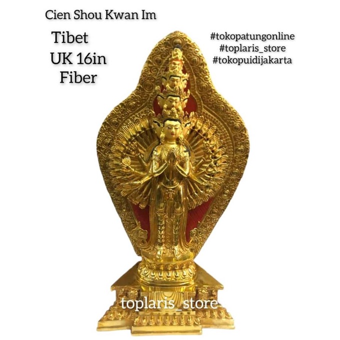 Patungan Kwan Im Seribu Tangan Tibet Kuningan Krum Emas