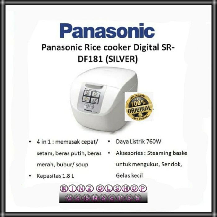 RICE COOKER PANASONIC SR-DF181 DIGITAL 1.8 L FUZZY PENANAK NASI BUBUR ORIGINAL