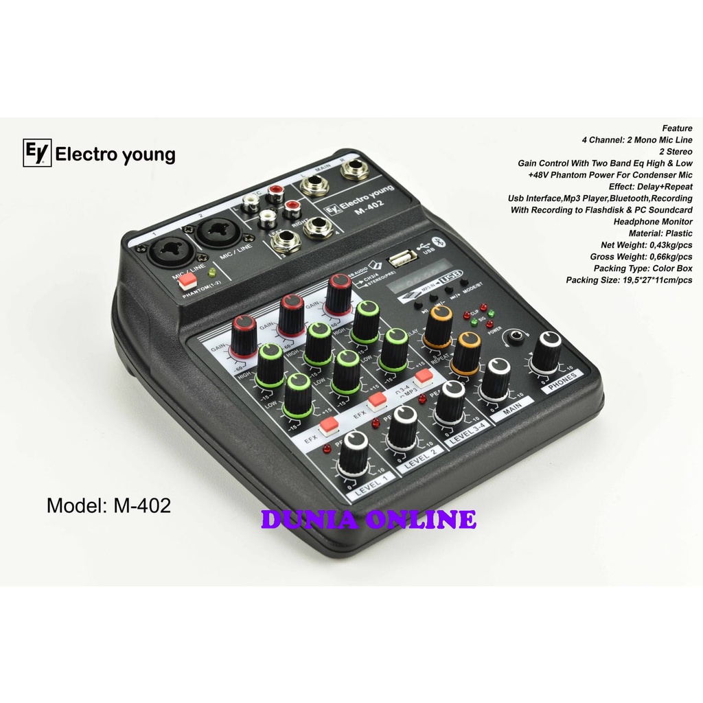 MIXER AUDIO ELECTRO YOUNG M 402/ M402 ELECTROYOUNG M 402 4 CHANNEL