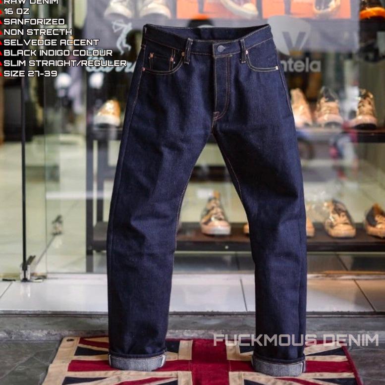 STOK TERBATAS BIG SALE RAMADHAN✅️ DENIM SELVEDGE FUCKMOUS 16 OZ BLACK INDIGO