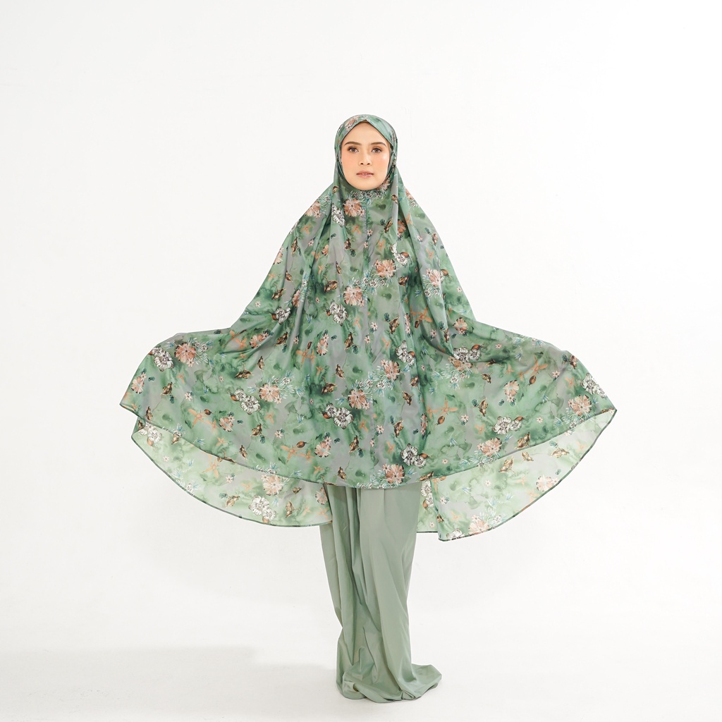 ALIF MUKENA MINI MOTIF PARASUT PREMIUM KOREA TRAVEL - LAUREL GREEN ( MKN-P02-007 )